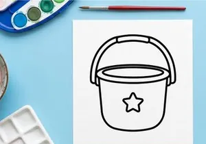 Halloween trick or treat bucket icon. Simple black and white candy pail line art graphic.
