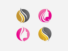 Hair woman and face logo and symbols
