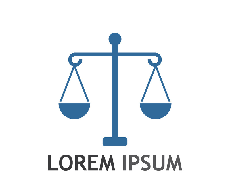 Law firm logo with scales.