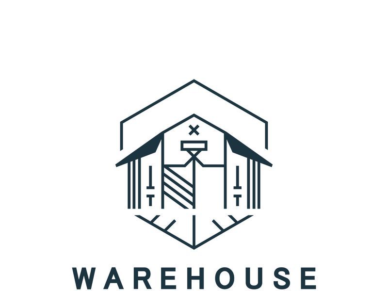 Warehouse modern storage logo business industry illustration