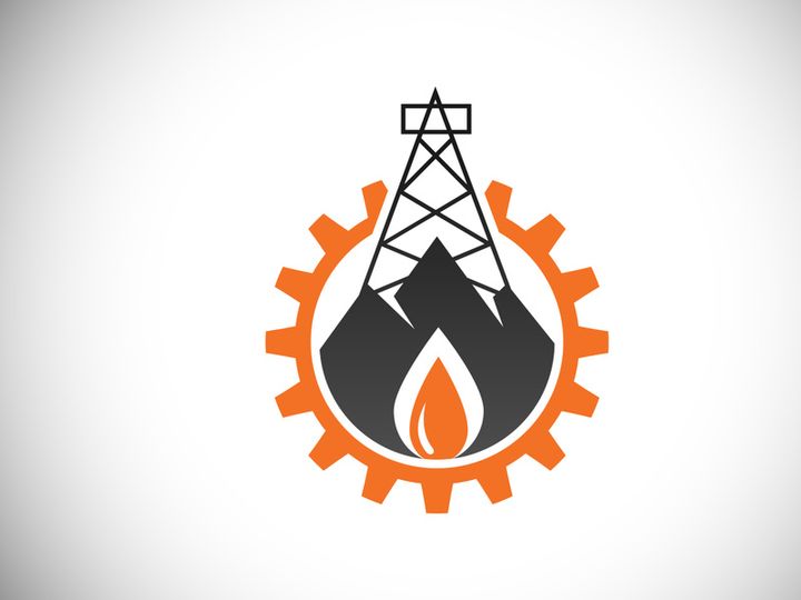 Fire flame icon in a shape of drop. Oil and gas industry logo design concept.