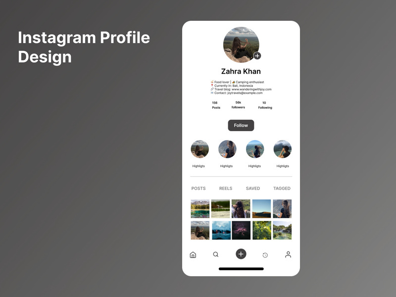 Instagram Profile UI design