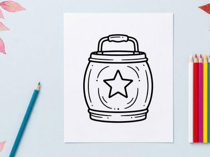Halloween cookie jar with star and swirl design. Festive ceramic canister for spooky season treats and baking supplies.