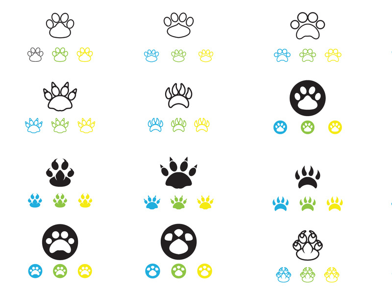 Dog foot print paw logo icon vector