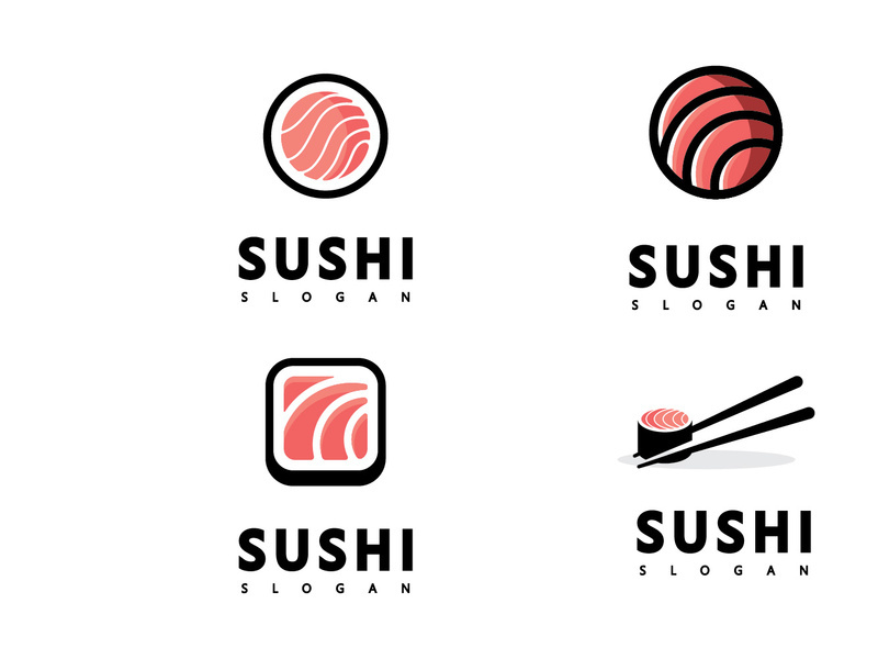 Logo Icon Vector Icon Style Illustration Bar or Shop  Sushi Onigiri Salmon Roll  Isolated Minimalist Object