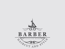 Barber vintage retro element badge or emblem on white background