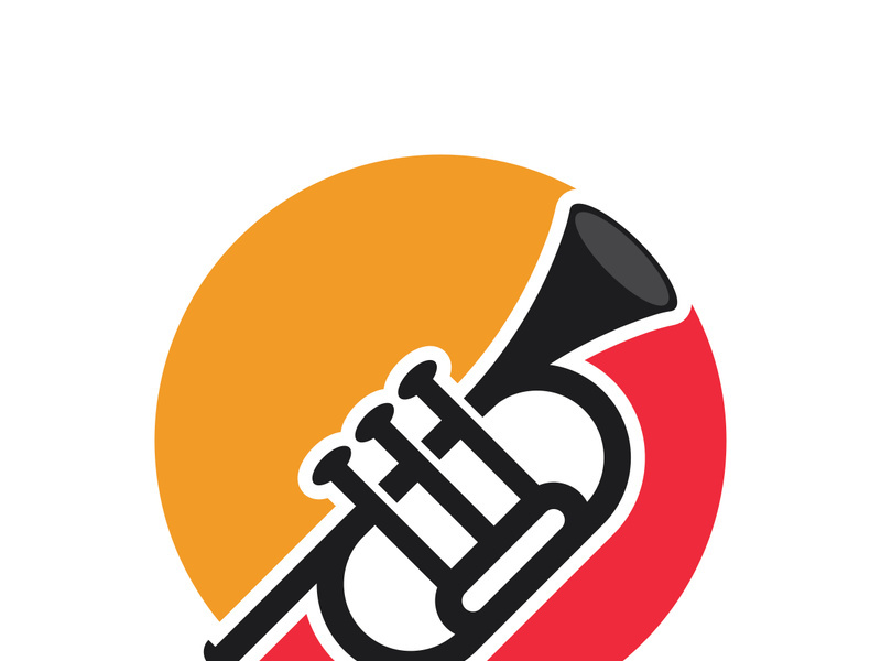 Musical instrument simple icon trumpet for jazz music logo design