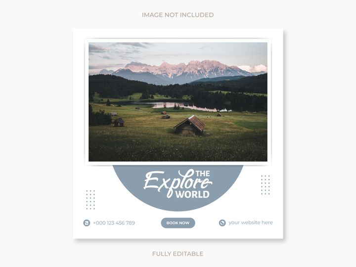 Social media design post travel, Template for social media post, template design for travel ads
