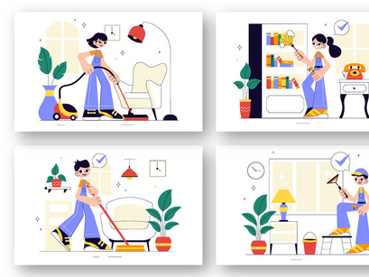 10 Home Cleaning Service Illustration
