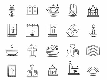 Church icons set vector images preview picture