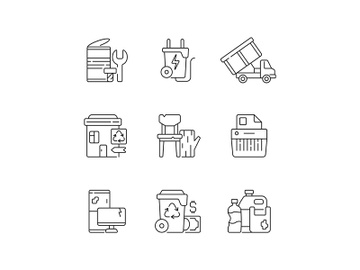 Garbage collection linear icons set preview picture
