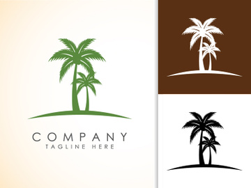 Coconut tree logo design. Nature product coconut oil emblem preview picture