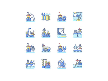 Marine industry RGB color icons set preview picture