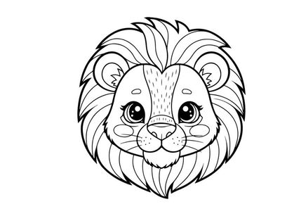 Cute lion head mascot smiling vector illustration flat design