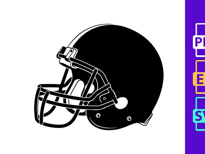 American football helmet illustration in black and white