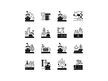 Marine industry black linear icons set preview picture
