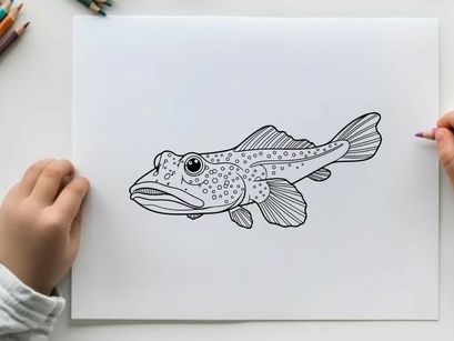 Spotted fish swimming underwater vector illustration flat design