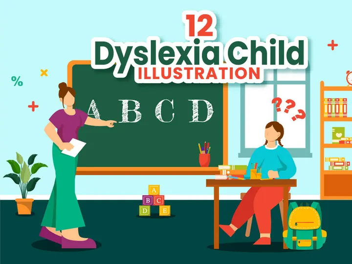 12 Dyslexia Children Illustration