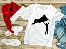 Silhouette person raising victory flag triumph success leadership black white