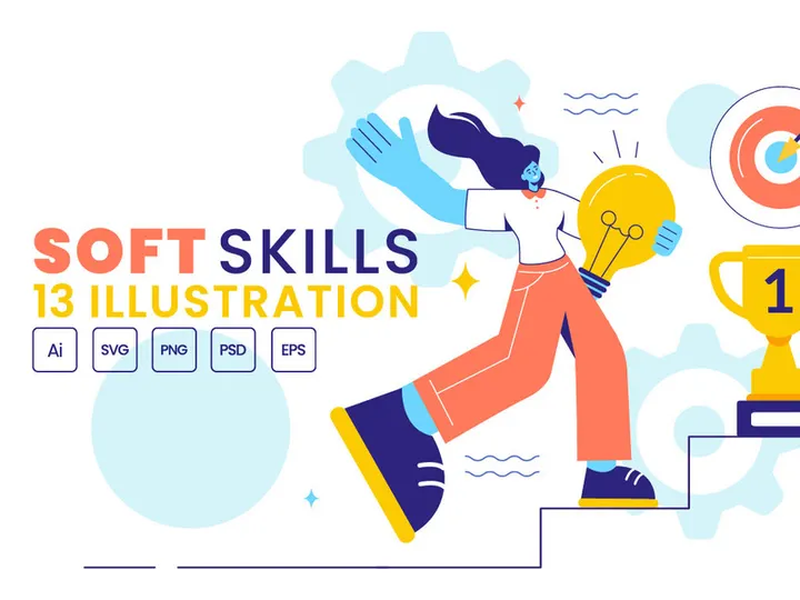 13 Soft Skills Vector Illustration