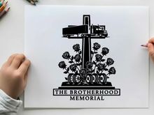 The brotherhood memorial silhouette logo with cross and roses