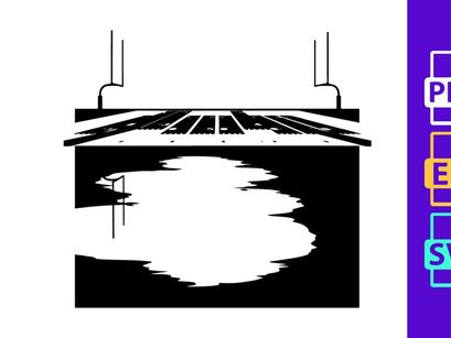 Black and white image of a football field with goalposts and a reflective surface