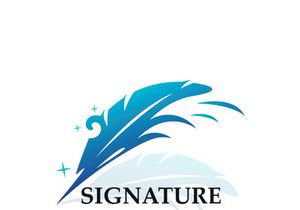 Feather and signature logo design minimalist business symbol sign template illustration