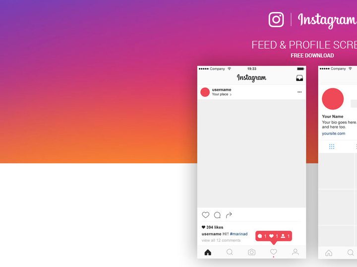 FREE | Instagram Feed & Profile Screen PSD UI