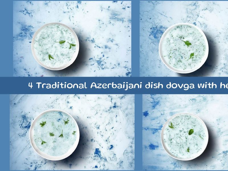 Traditional Azerbaijani dish dovga with herbs
