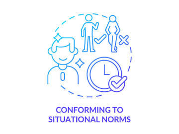 Conforming to situational norms blue gradient concept icon preview picture