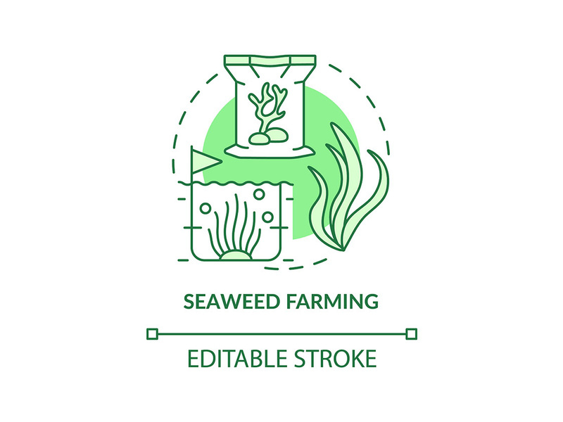 Seaweed farming green concept icon