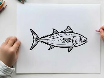 Tuna fish swimming underwater vector illustration flat design preview picture