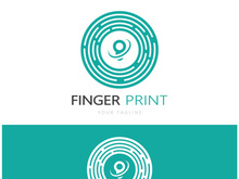 simple flat fingerprint logo,for security,identification,badge,emblem,business card,digital,vector