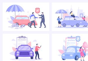 10 Car Insurance Flat Design Illustration