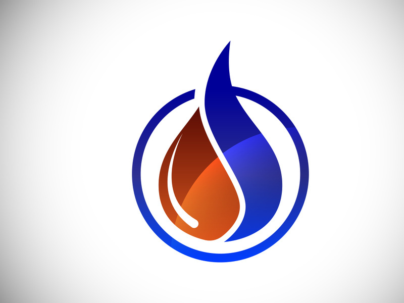 Fire flame icon in a shape of drop. Oil and gas industry logo design concept.