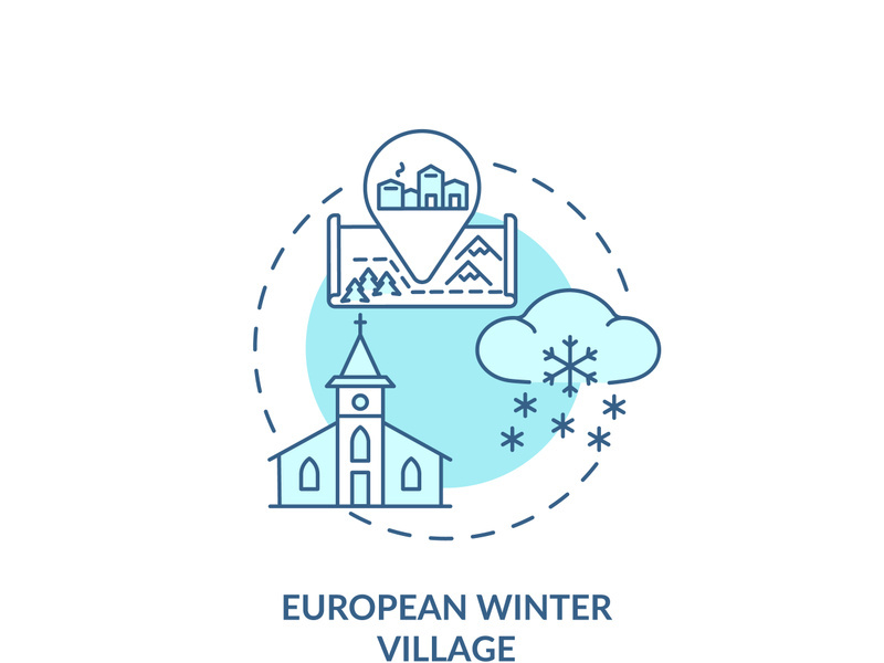 European winter village concept icon