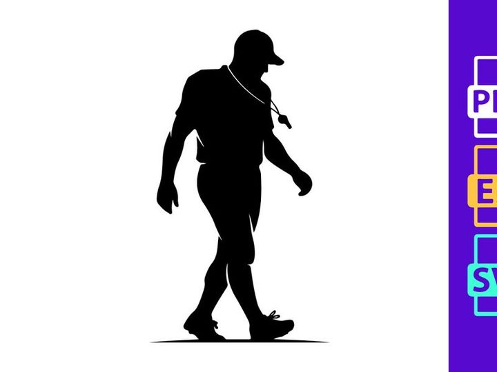 A silhouette of a man walking alone in a simple black and white scene