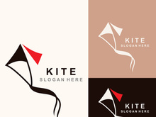 Kite logo design, flying paper kite Flat illustration vector company template