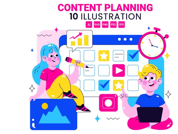 10 Social Media Content Planning Illustration