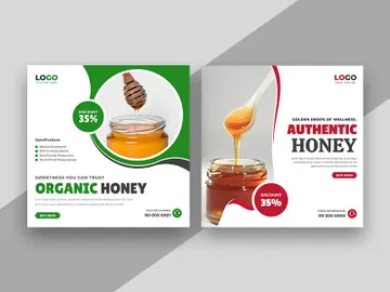 Organic Honey Social Media Post Banner Template preview picture