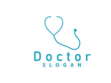 Stethoscope Logo, Simple Line Model Health Care Logo Design