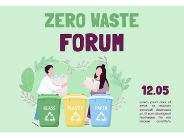Zero waste forum banner flat vector template preview picture