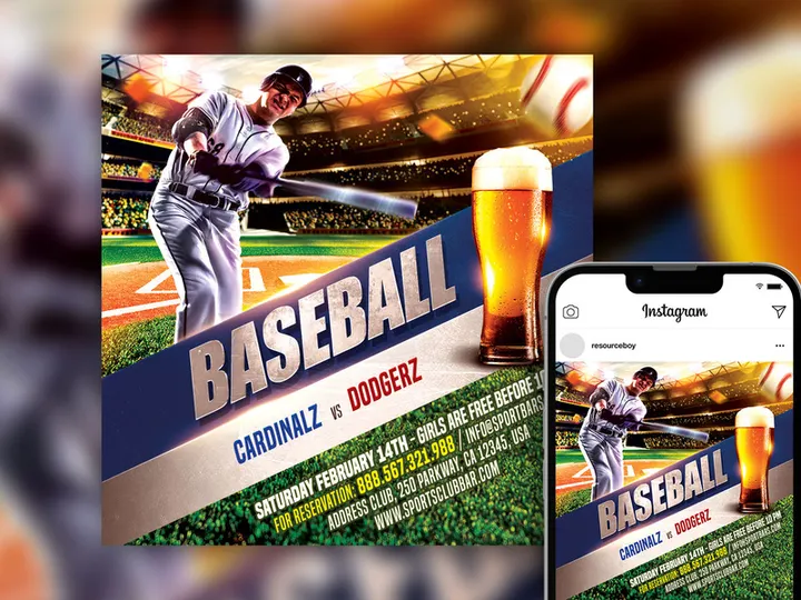 Free Bold Splendid Baseball Instagram Post Template