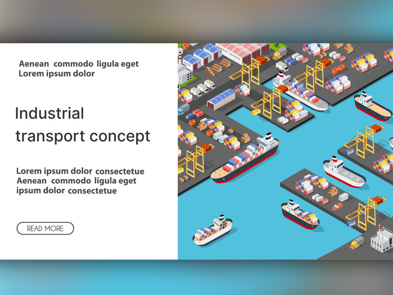 Isometric port cargo ship cargo seaport