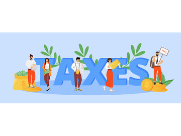 Taxes word concepts flat color vector banner preview picture