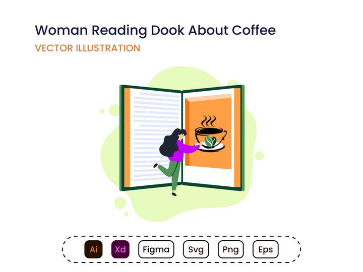 Woman Reading Book about Coffee