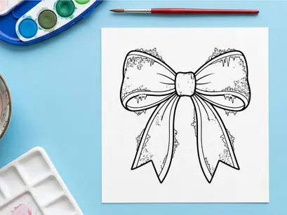 Elegant Christmas gift bow illustration with pearl center for festive holiday wrapping