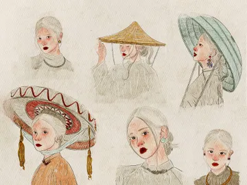 Vintage Asian Women Portraits Illustration Bundle – 10 Hand-Drawn Illustrations preview picture