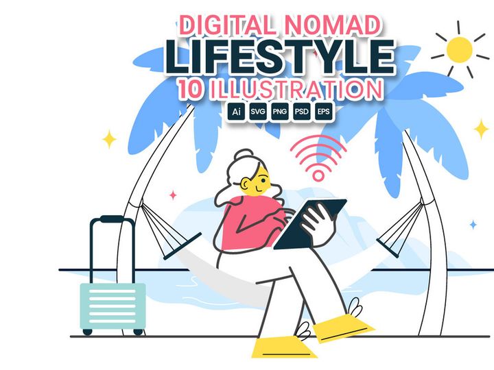 10 Digital Nomad Lifestyle Illustration