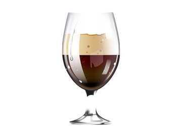 Glass goblet with brown beer realistic vector illustration preview picture